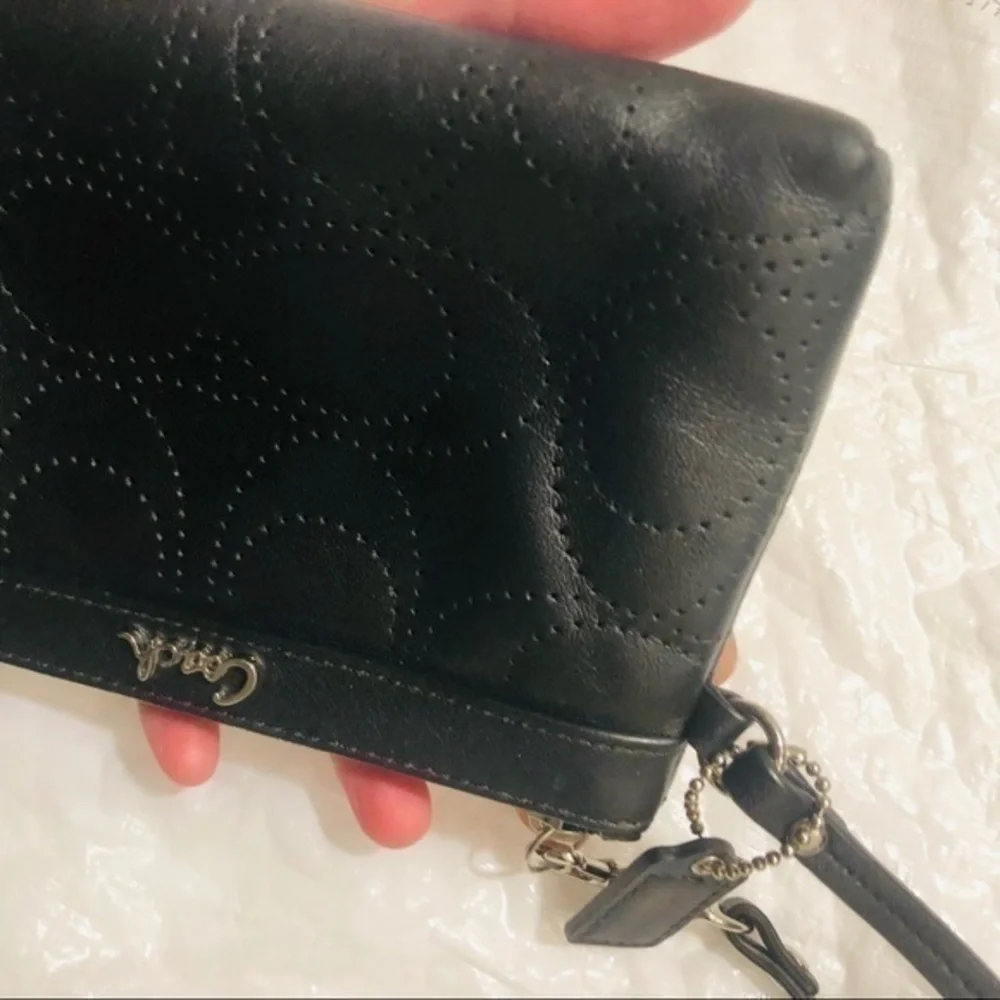 Coach signature perforated c wristlet bag